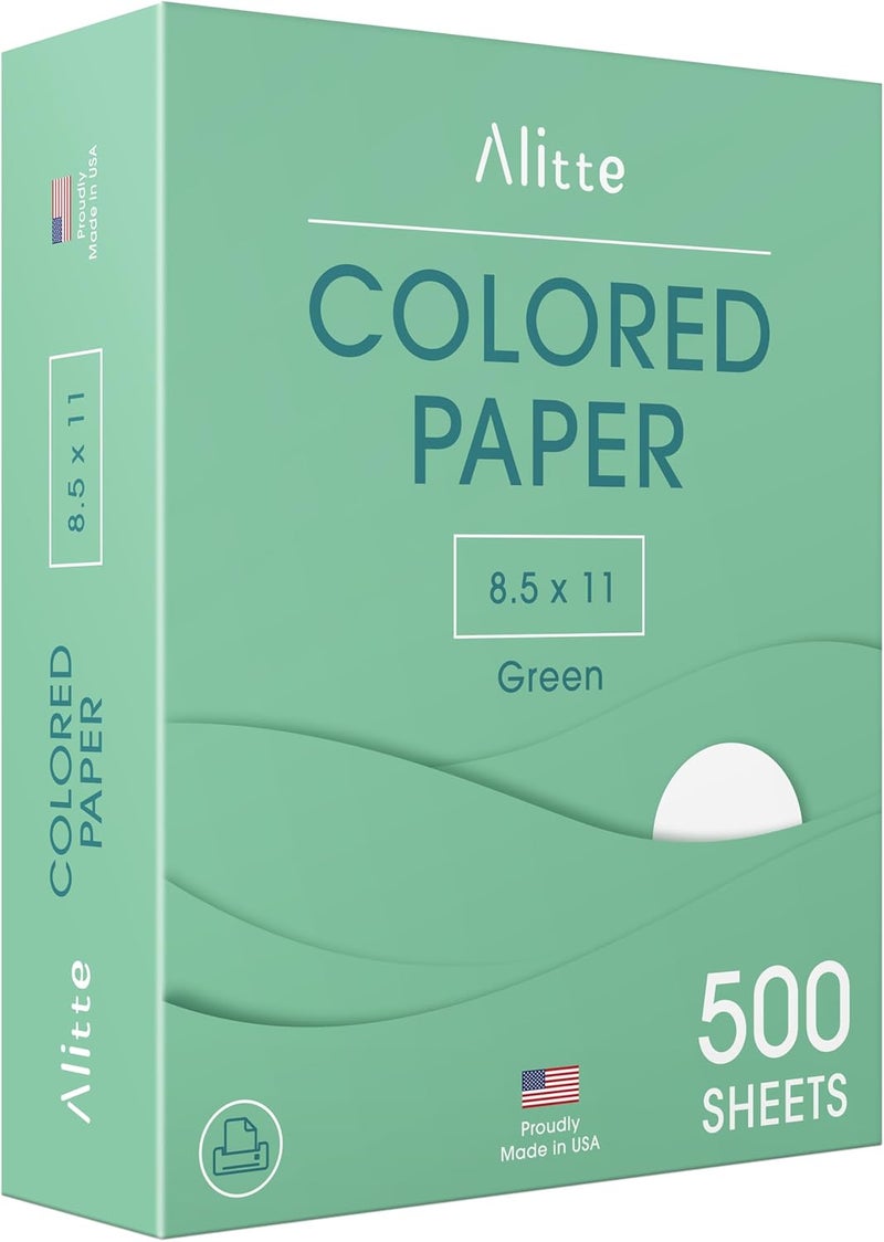 Alitte Colored Paper 500-Sheets - Green Paper, 8.5 x 11 Colored Printer Paper, Arts & Crafts, DIY Projects - School & Office Supplies - Pastel Copy Paper, 1 Ream, Made in the USA - Image 1
